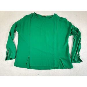 Callie Mac Blouse Womens Small Green Zipper Cuff Career HT2202